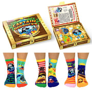 Einzelne Socken im 6er Pack, CAPTAIN ODDSOCKS Bunte Piratensocken, Gr. 27-30, mit Geschenkbox von United Oddsocks