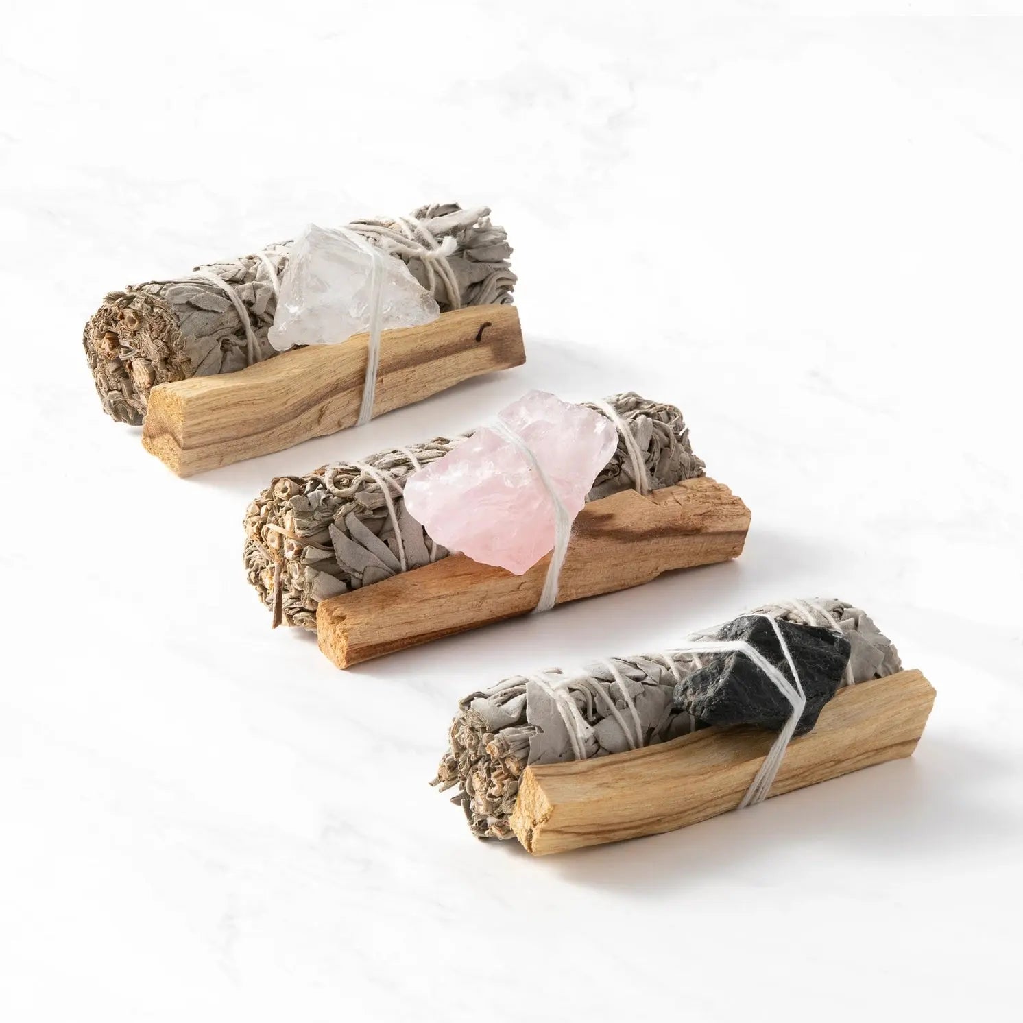 Smudge Räucher Ritual Set 3-Teilig Rosenquarz von guteszeug.ch
