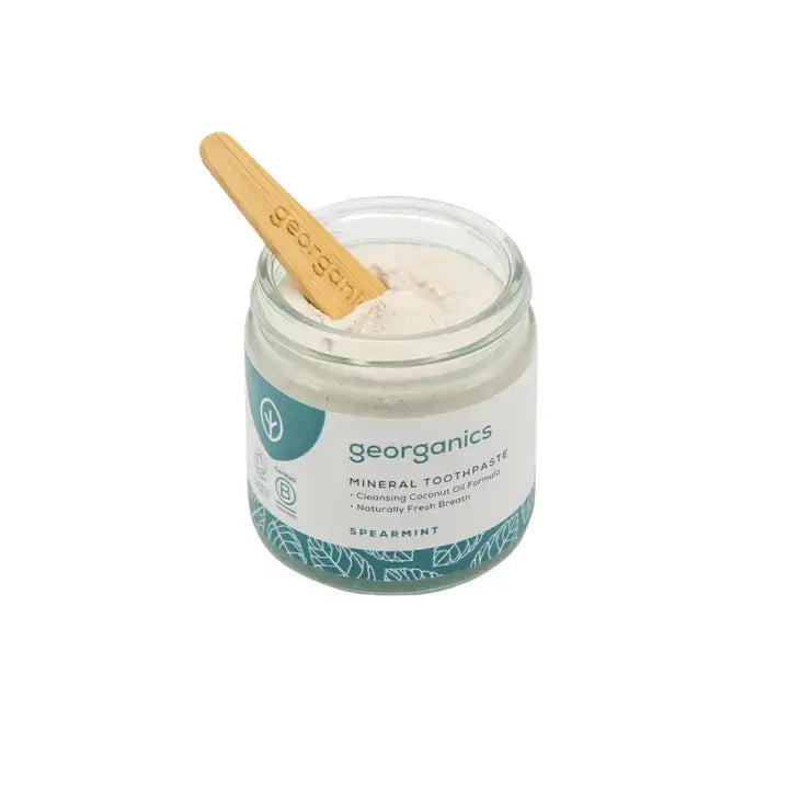 Mineralische Zahnpasta im Glas ohne Fluorid Krauseminze 60ml von Georganics