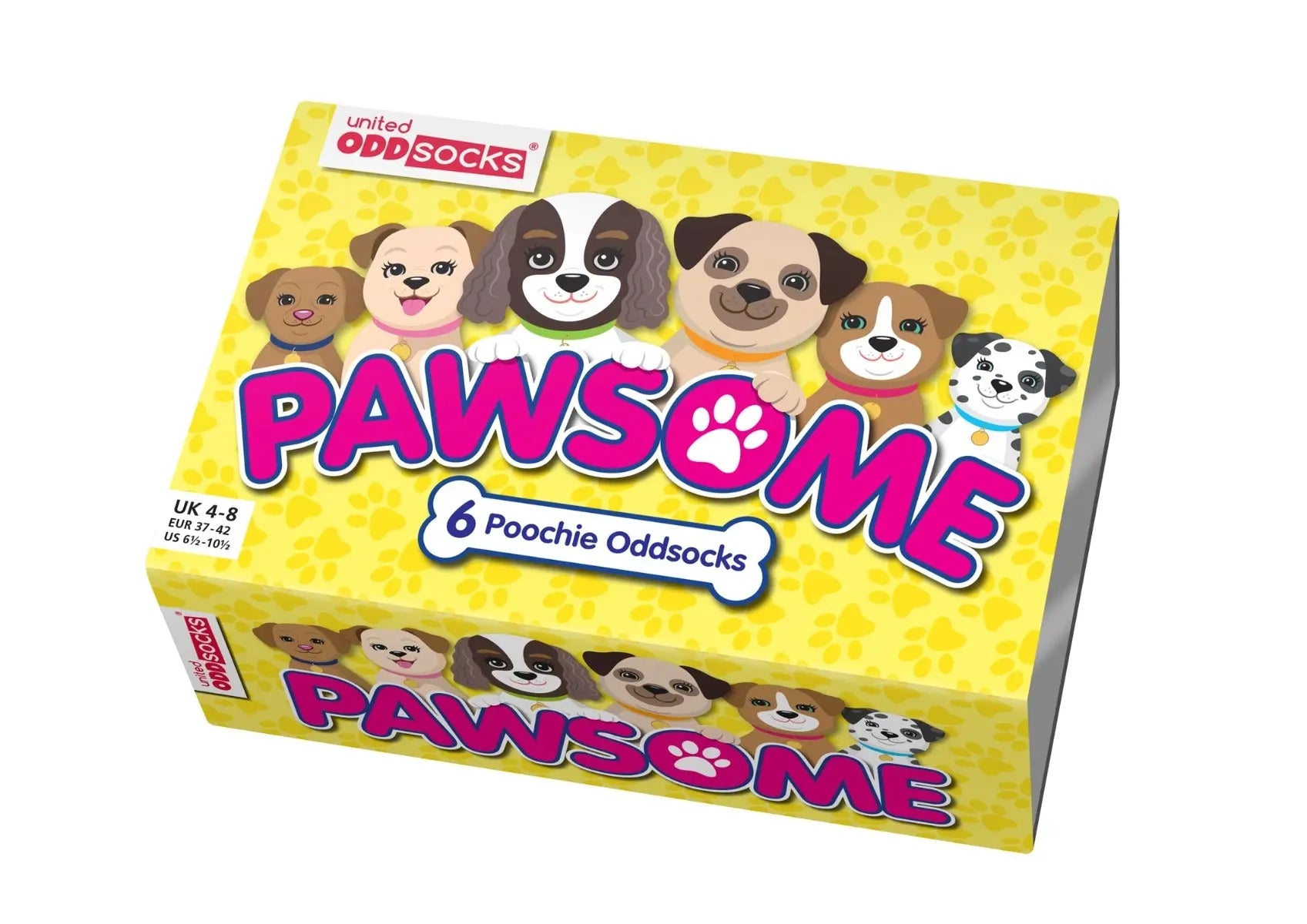 Einzelne Socken im 6er Pack, PAWSOME Bunte Hunde, Gr. 37-42, mit Geschenkbox von guteszeug.ch