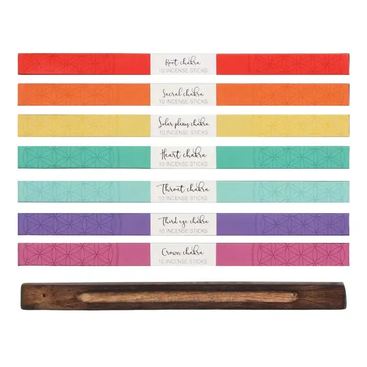 Chakra Balancing Räucherstäbchen Geschenkset 7 x 10er Packung mit Räucherstäbchenhalter von Something Different
