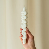 Kerze Taper candle LOVE YOU weiss von Taper Candles
