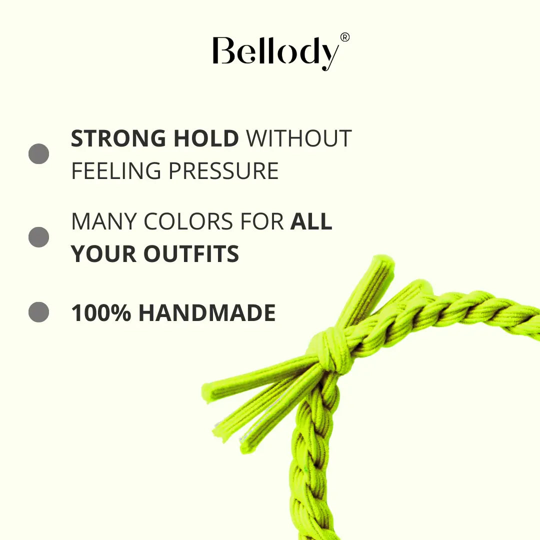 Geflochtene Haargummis Gelb 4er Set von Bellody