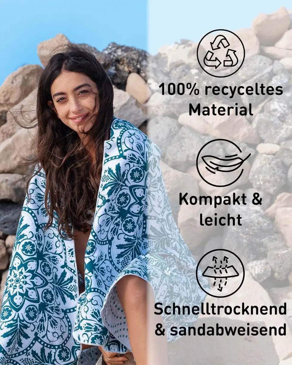 Strandtuch XXL Mikrofaser schnelltrocknendes Badetuch 200x90cm Portugal von guteszeug.ch