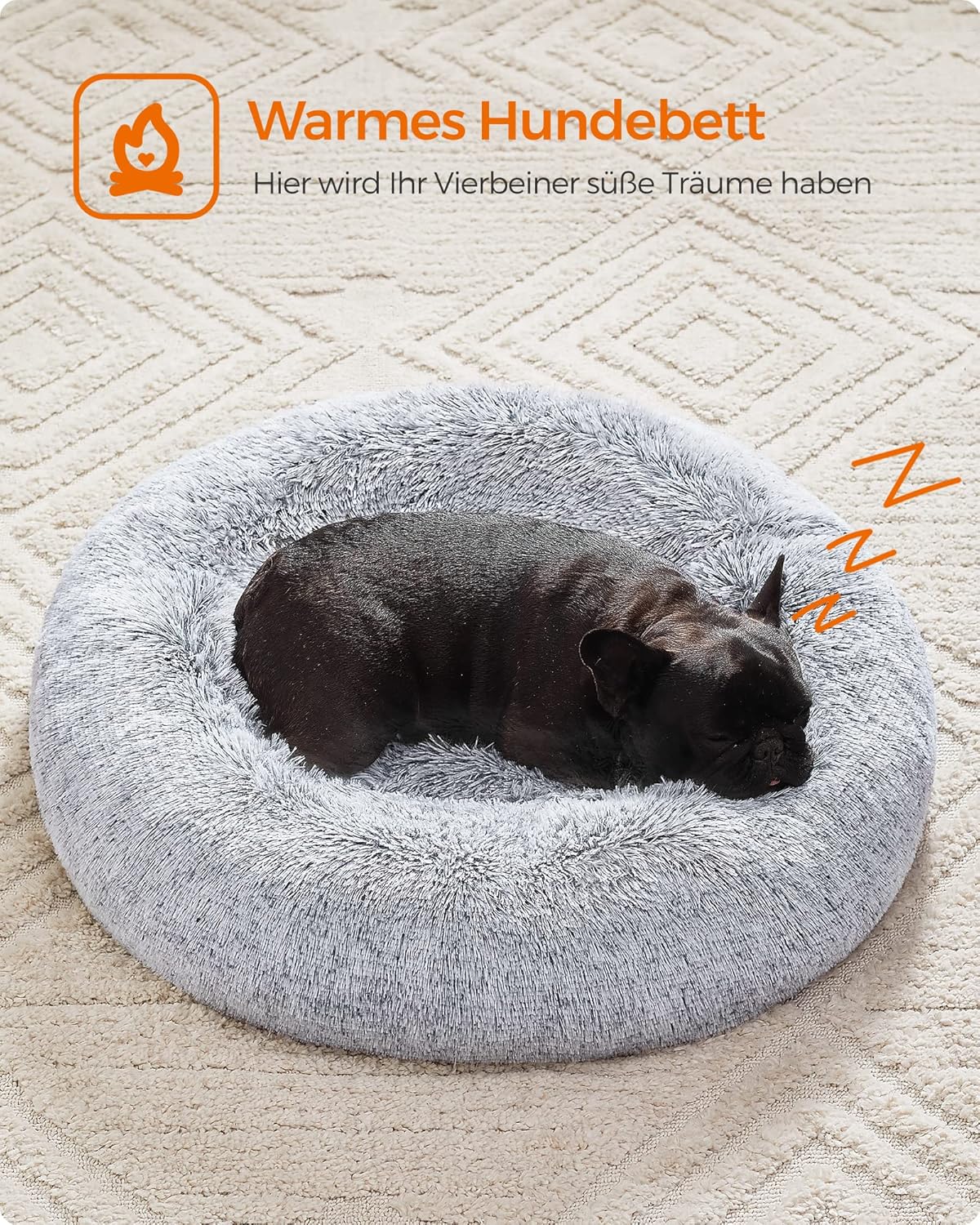 Hundebett Donut flauschig waschbar 70 cm Ombré Grau von Songmics