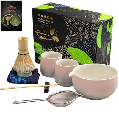 Matcha Set Rosa mit Ausgiessschale 9-tlg.