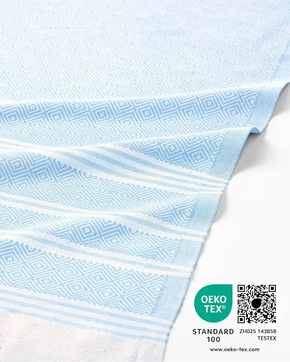 Hamamtuch Baumwolle Recycelt 100x200cm Ice Blue - Diamond von guteszeug.ch