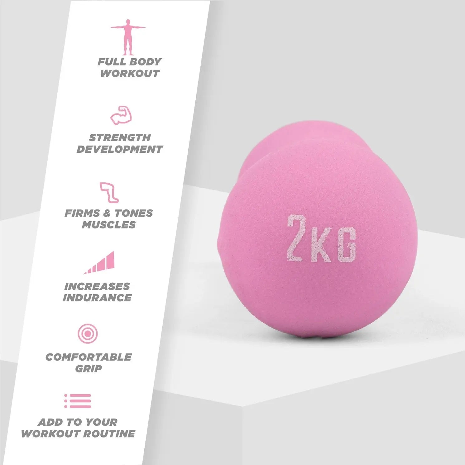 Kurzhantel 2 Kilo Mit Neopren-Beschichtung Pink von Phoenix Fitness
