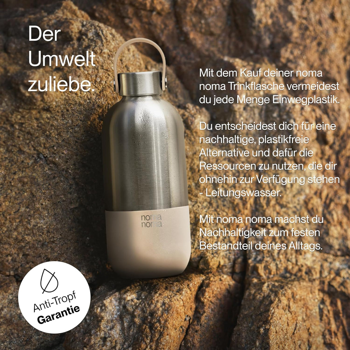 Trinkflasche Edelstahl auslaufsicher 500ml Chai Beige von noma noma