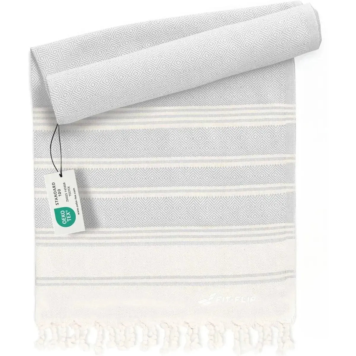 Hamamtuch Baumwolle Recycelt 100x200cm Light Grey - Diamond von guteszeug.ch