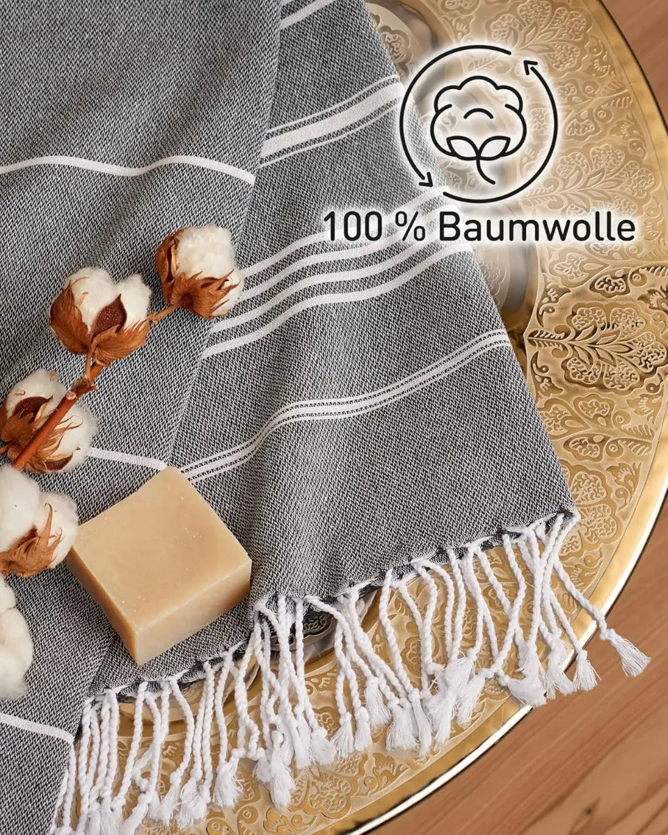 Hamamtuch Baumwolle Recycelt 200x200cm Anthracite - Sultan von guteszeug.ch
