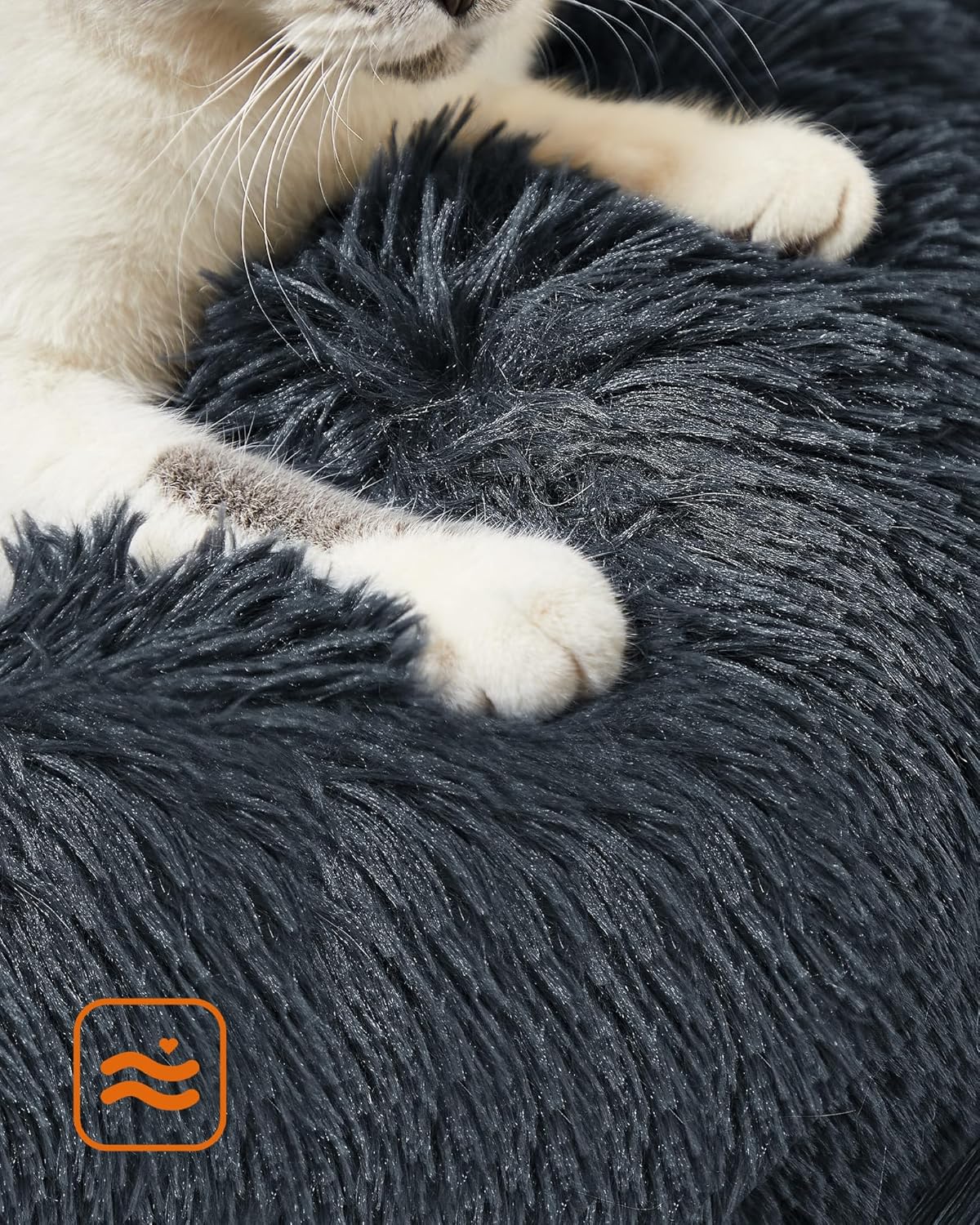 Flauschiges Donut Hundebett Katzenbett waschbar 60cm grau von Songmics