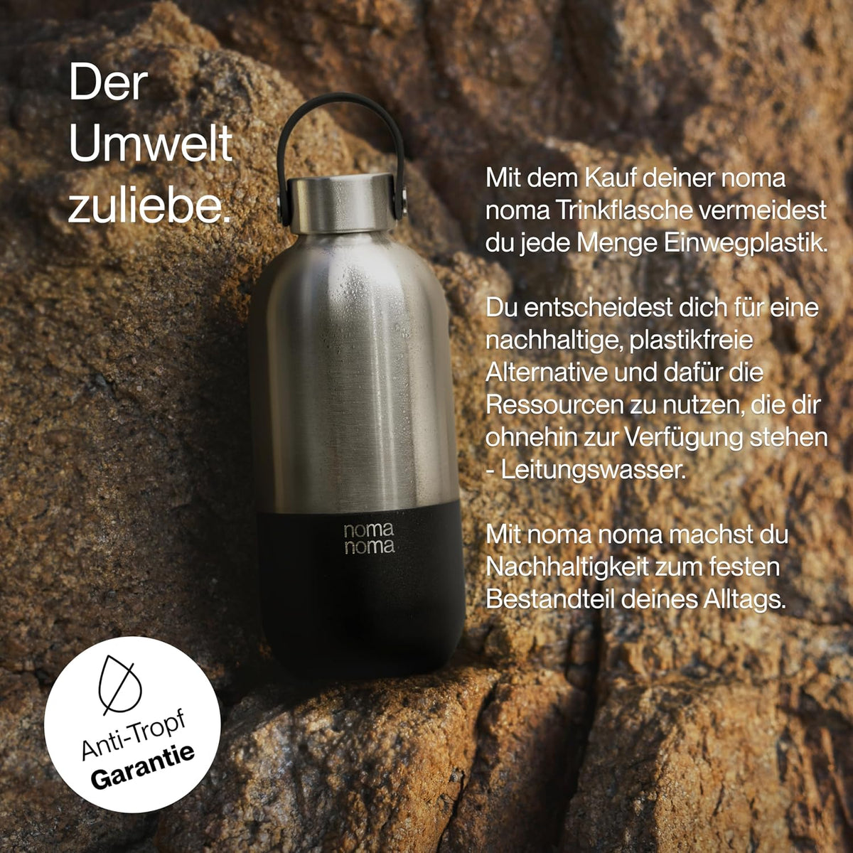 Trinkflasche Edelstahl auslaufsicher 500ml Coffee Black von guteszeug.ch