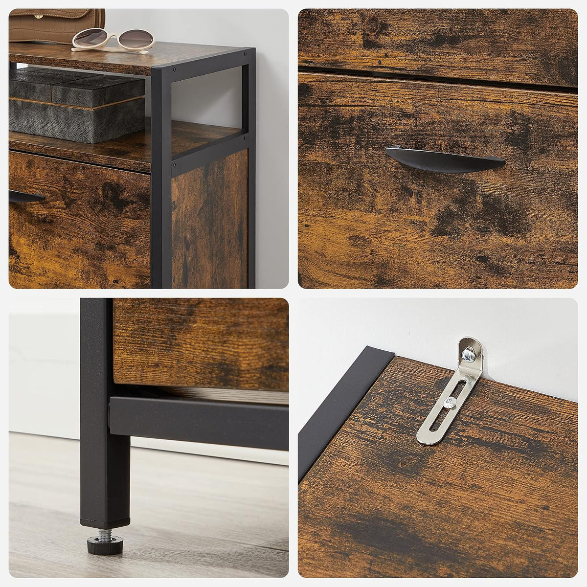 Schuhschrank 2 Klappen 60x30x95 cm Industrial Braun von Songmics