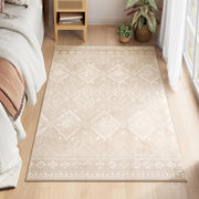 Boho Teppich 120x170 cm flauschig waschbar rutschfest beige von Songmics