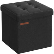 Sitzhocker mit Stauraum 30x30x30 cm Schwarz faltbar von Songmics