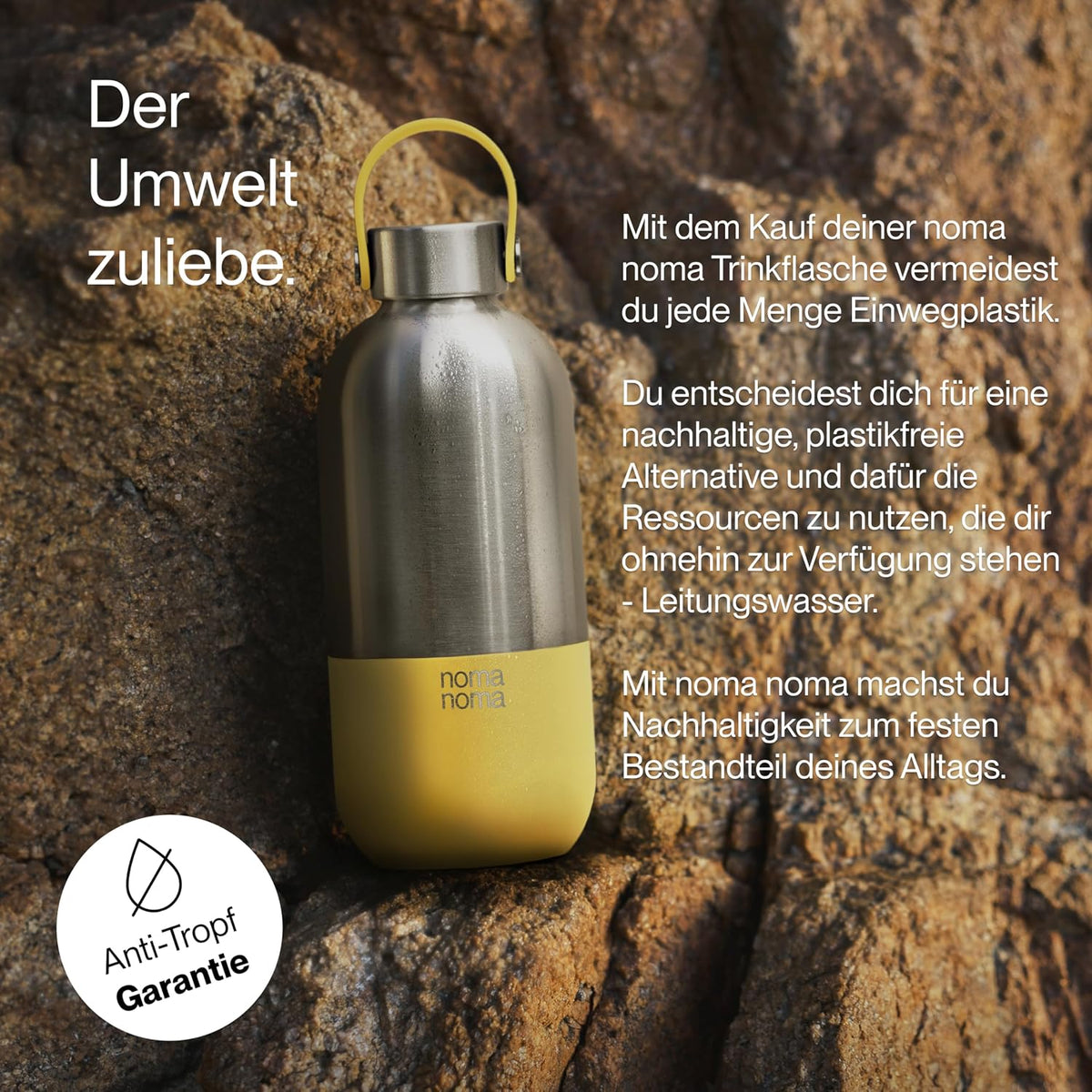 Trinkflasche Edelstahl auslaufsicher 750ml Lemonade Yellow von guteszeug.ch