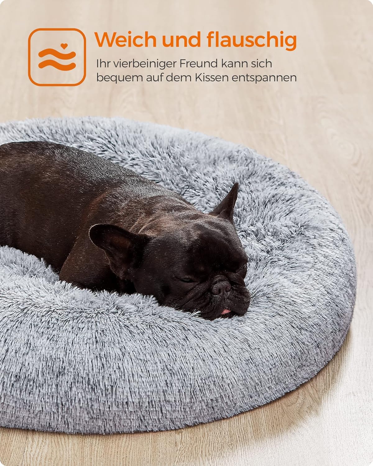 Hundebett Donut flauschig waschbar 70 cm Ombré Grau von Songmics