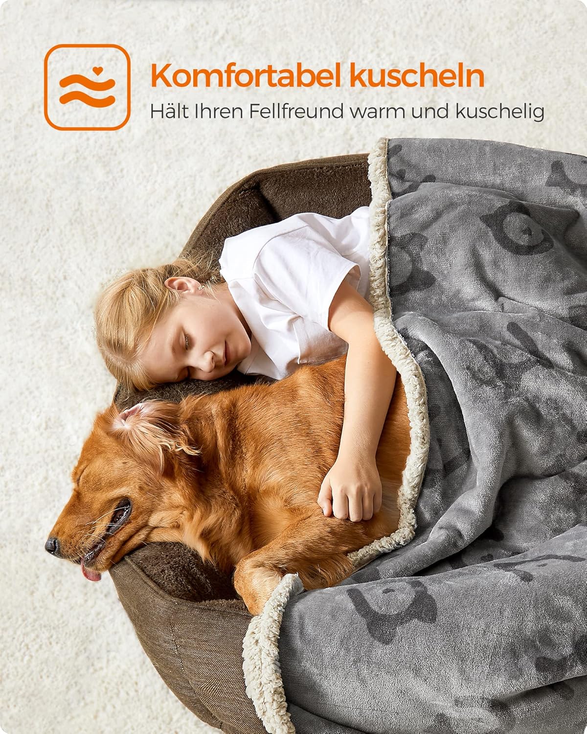 Wasserdichte Hundedecke XXL 203x152cm Fleece maschinenwaschbar von Songmics