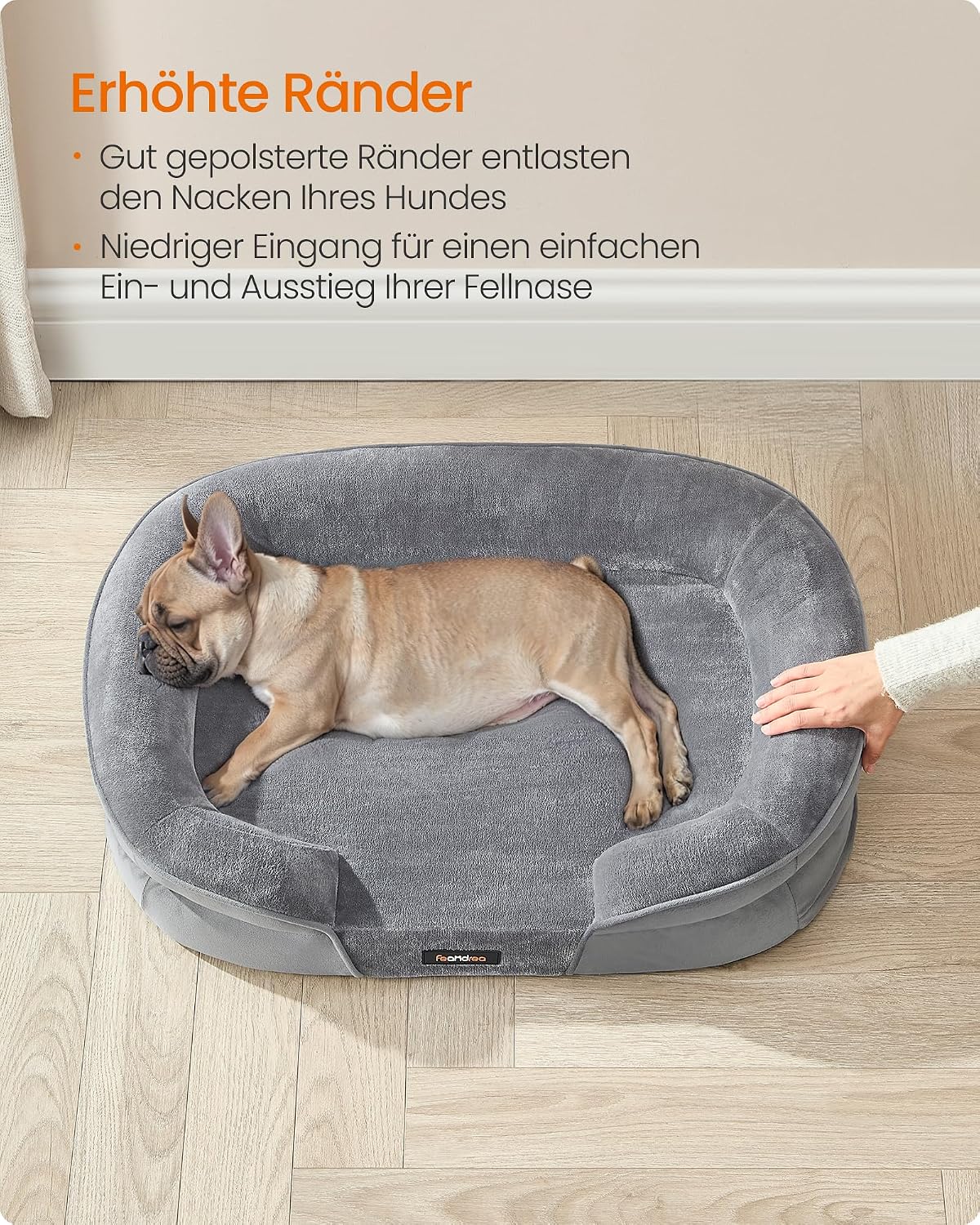 Hundebett 76x51x18 cm Taubengrau Orthopädisch von Songmics
