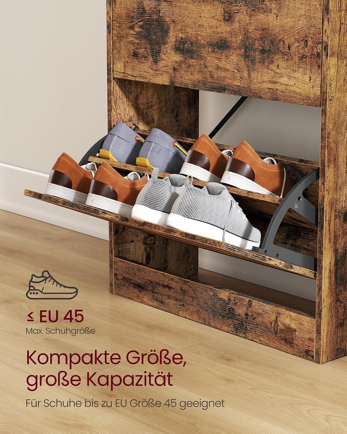 Schuhschrank 2 Klappen verstellbar 8-12 Paar vintagebraun von Songmics