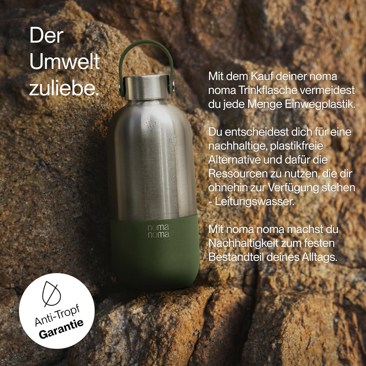 Trinkflasche Edelstahl auslaufsicher 500ml Smoothie Green von guteszeug.ch