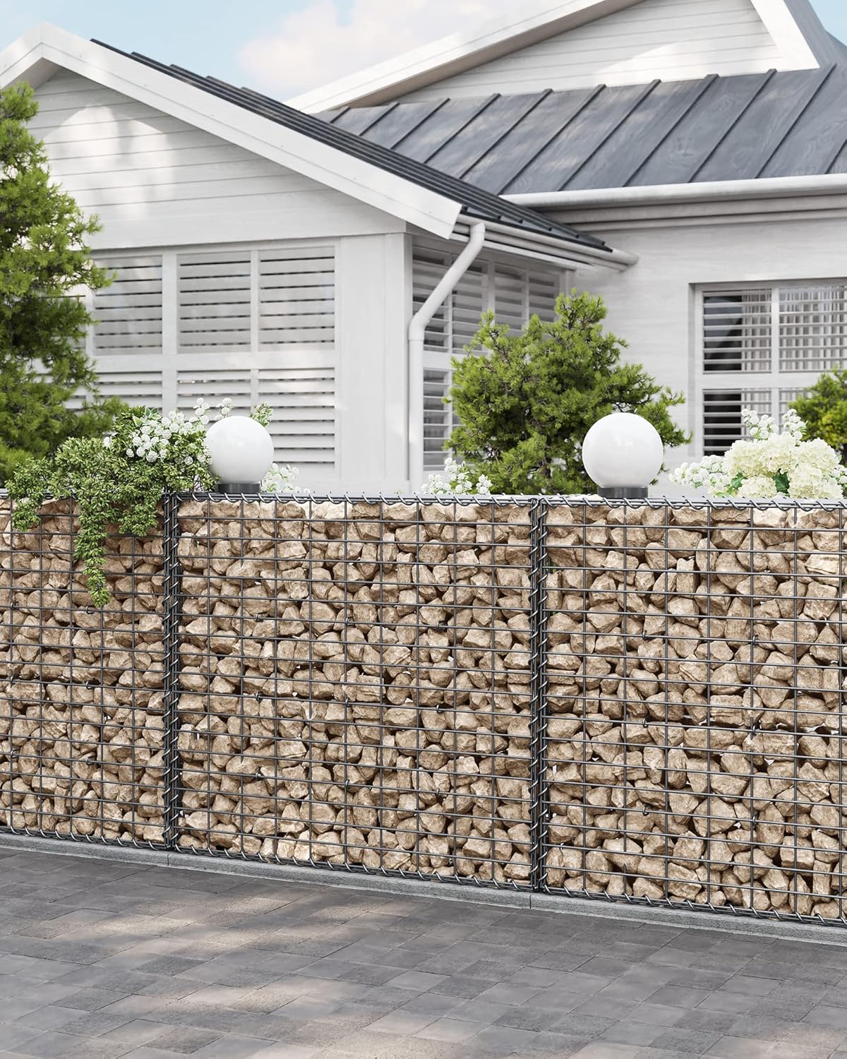 Gabionenkorb Gabione 100x90x30 cm Stahl verzinkt von Songmics