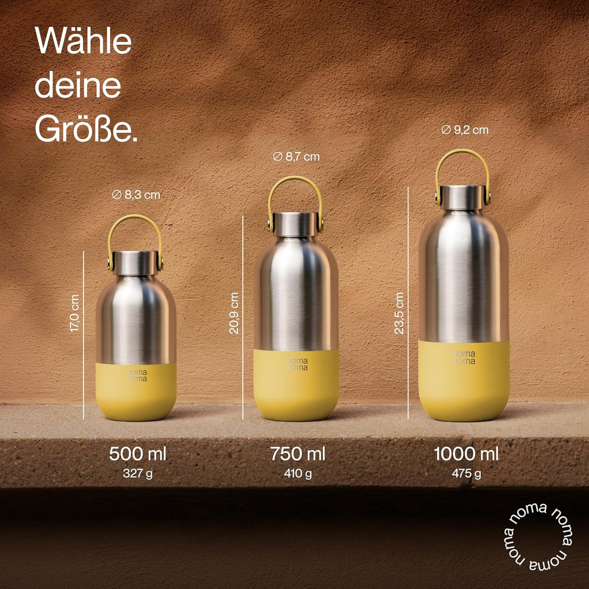 Trinkflasche Edelstahl auslaufsicher 500ml Lemonade Yellow von guteszeug.ch