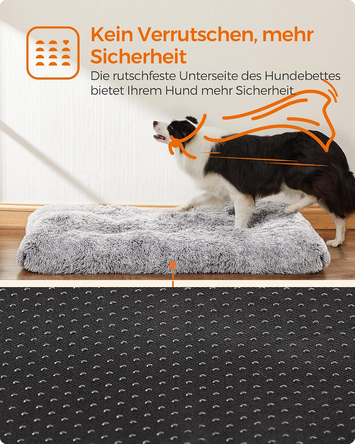 Hundebett 110x73x10 cm Hundematte Kissen Hellgrau von Songmics