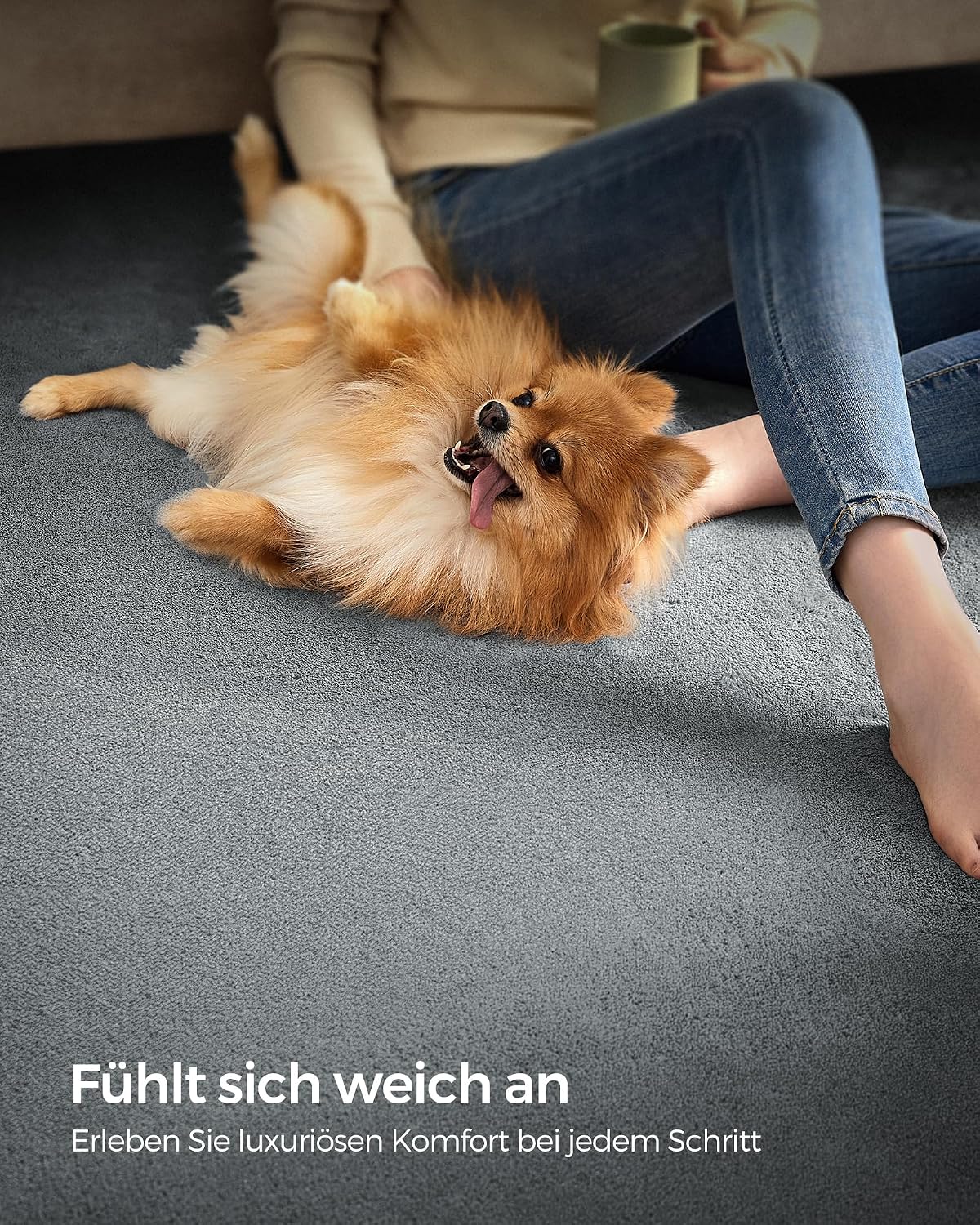Kurzflor-Teppich 200x290 cm Taubengrau rutschfest von Songmics