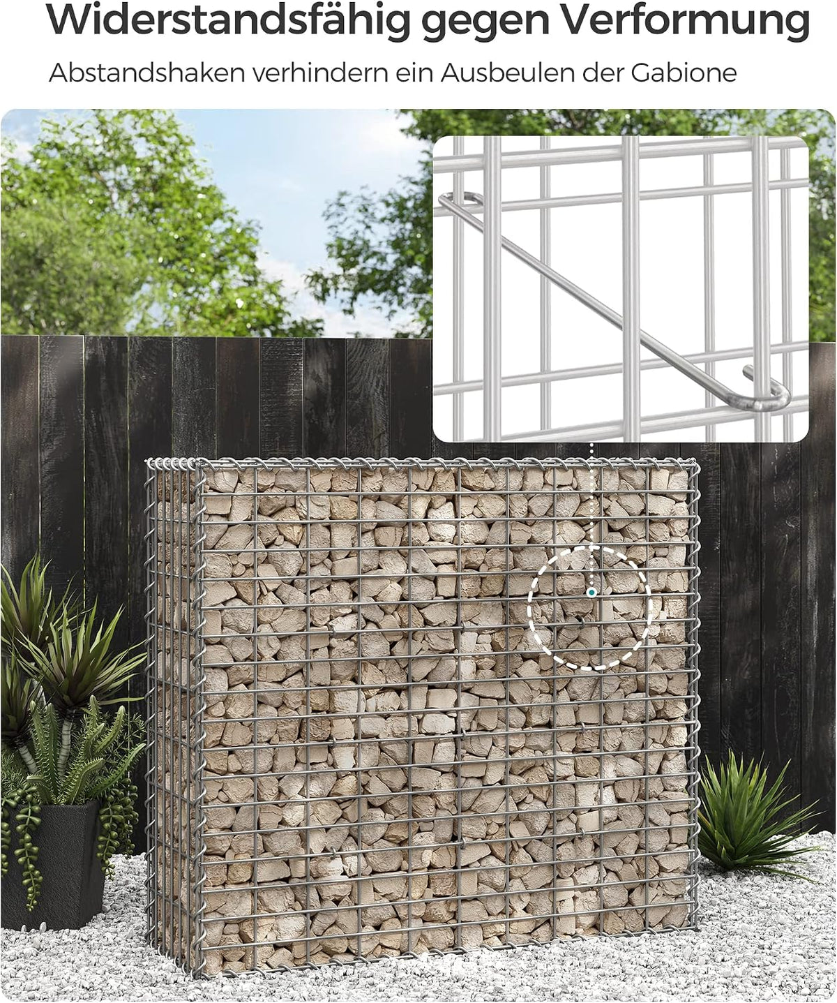 Gabionenkorb Gabione 100x90x30 cm Stahl verzinkt von Songmics