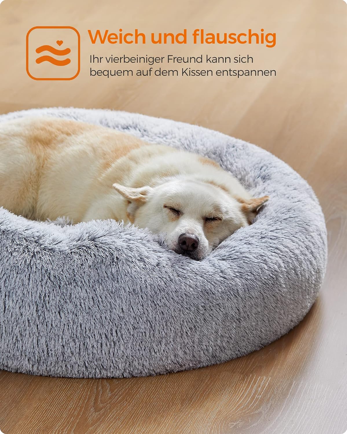 Hundebett Donut 80x80x20 cm Wolkengrau Memory Foam von Songmics