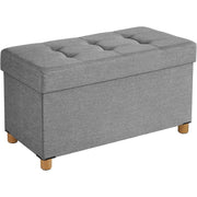 Sitzbank mit Stauraum 76x38x40 cm Chesterfield Grau von Songmics