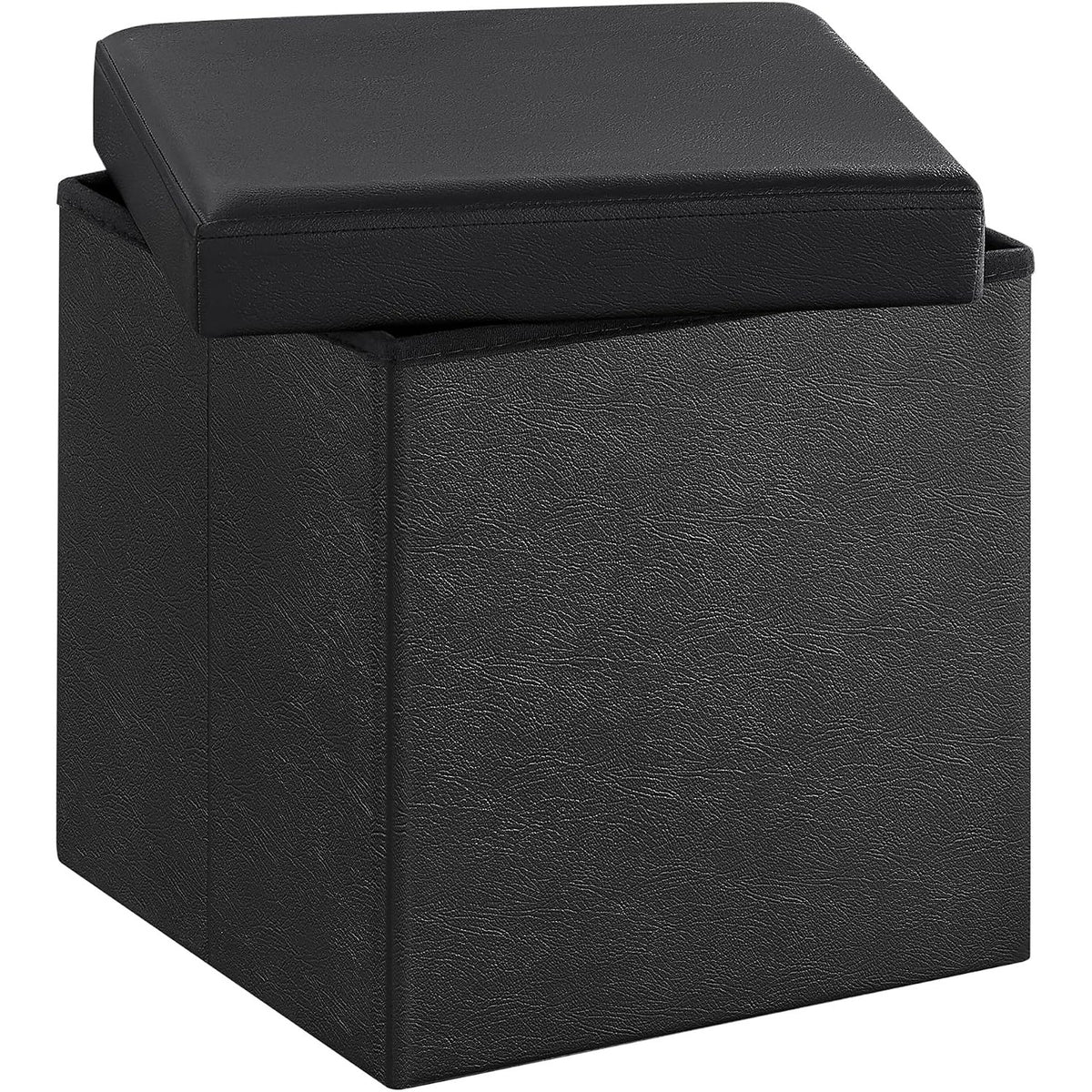 Sitzhocker mit Stauraum 38x38x38 cm Schwarz Kunstleder von Songmics