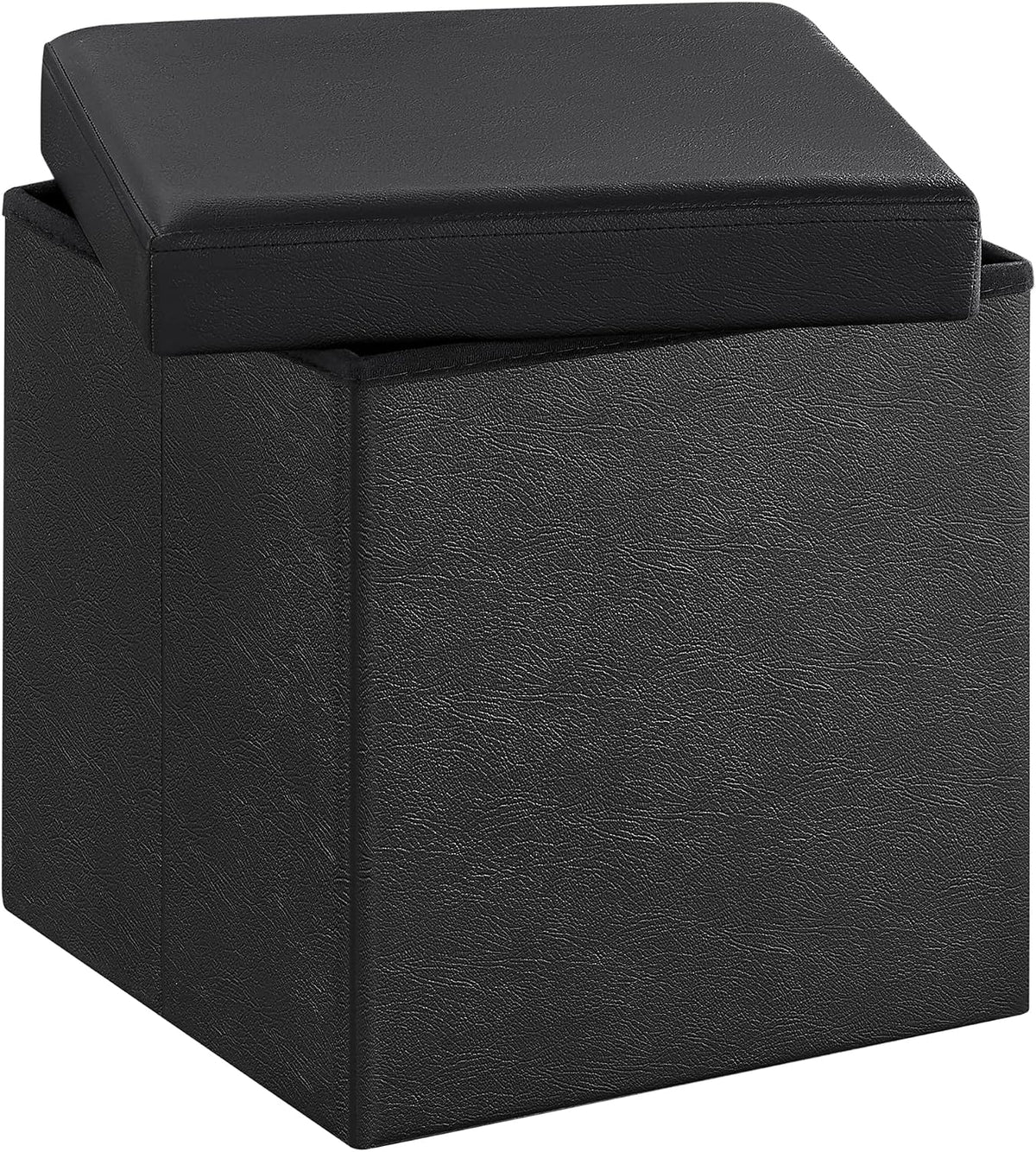 Sitzhocker mit Stauraum 38x38x38 cm Schwarz Kunstleder von Songmics