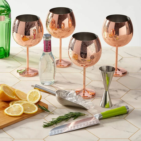 Edelstahl Gin Gläser Roségold 4er-Set von Oak & Steel