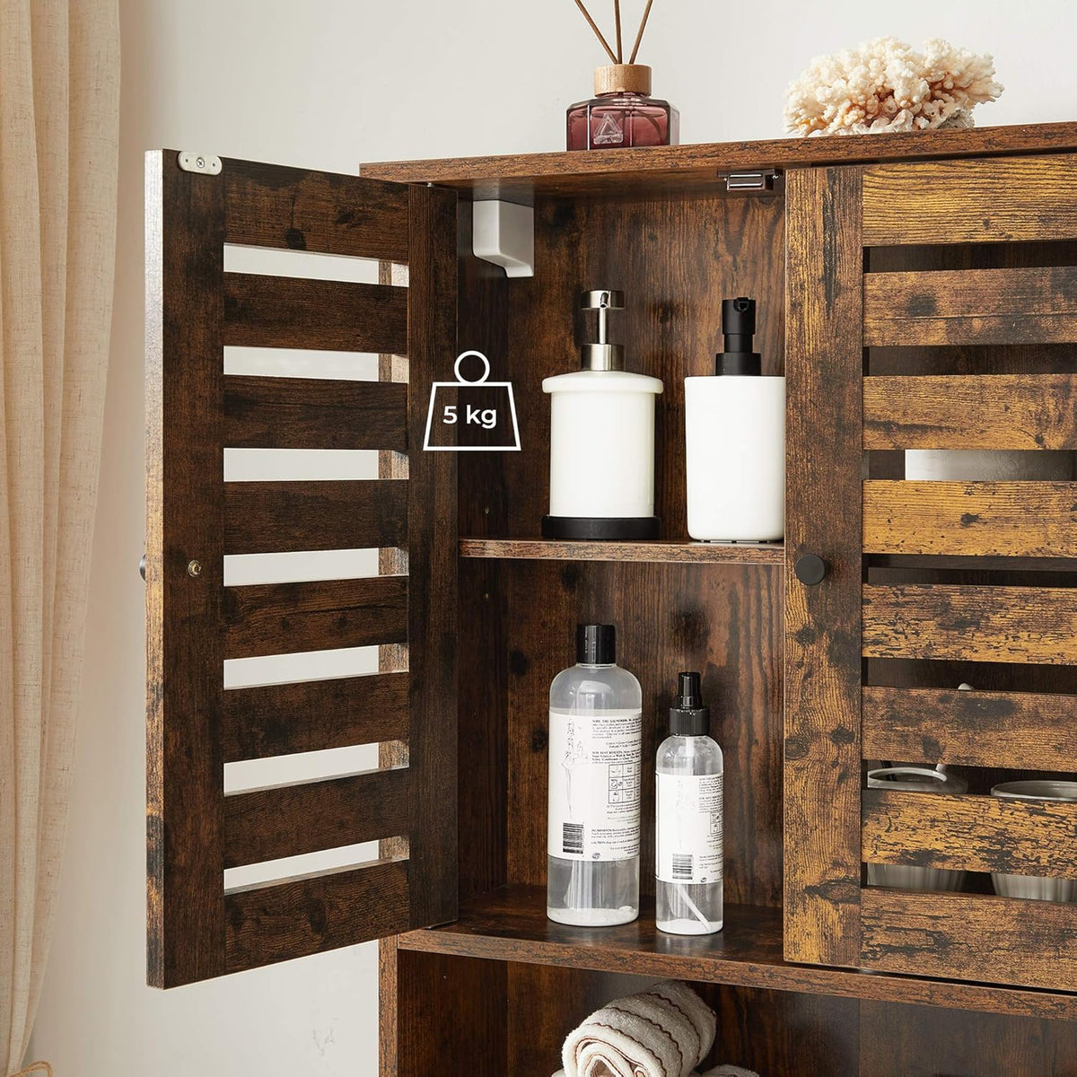 Wandschrank 60x20x70 cm Badschrank Vintage Braun von Songmics