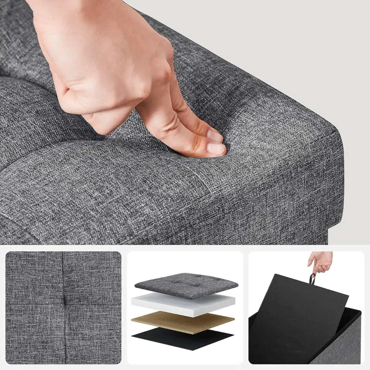 Sitzbank faltbar 300kg grau Leinen von Songmics
