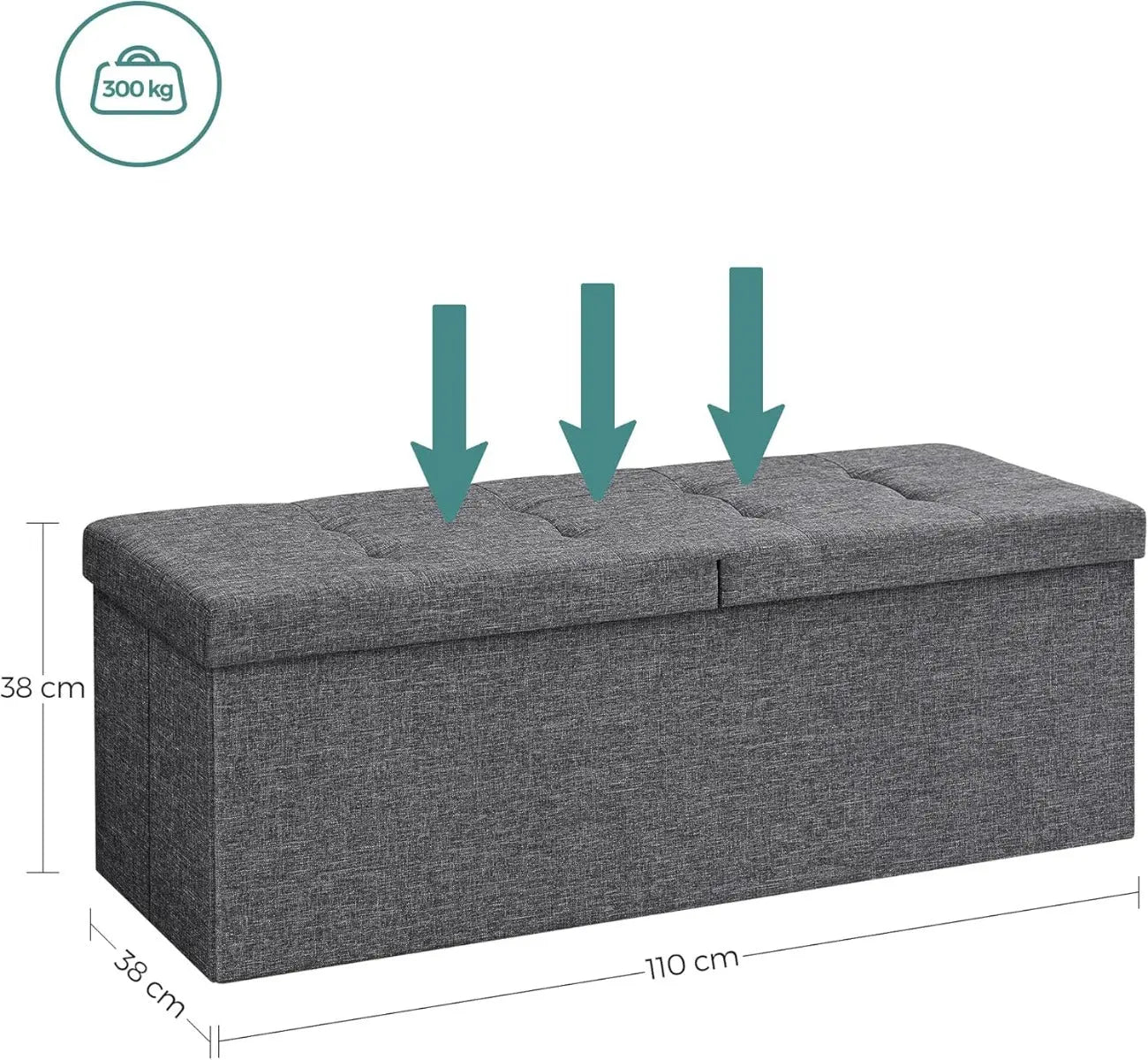 Sitzbank faltbar 300kg grau Leinen von Songmics