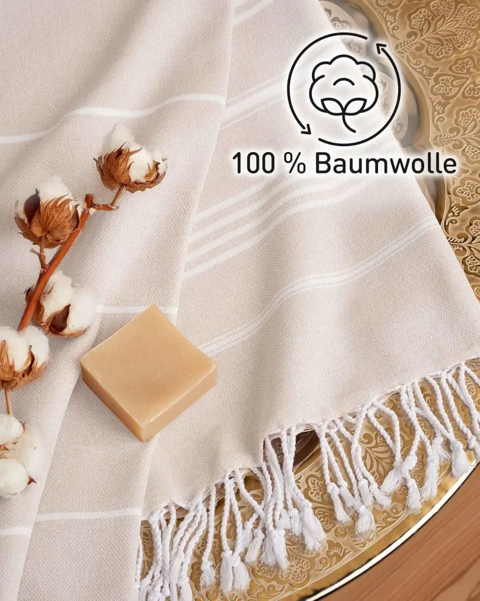 Hamamtuch Baumwolle Recycelt 200x200cm Sand - Sultan von guteszeug.ch