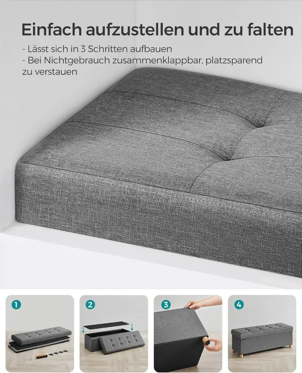 Sitzbank Stauraum Klappbar Stabil Wohnzimmer Schiefergrau von Songmics