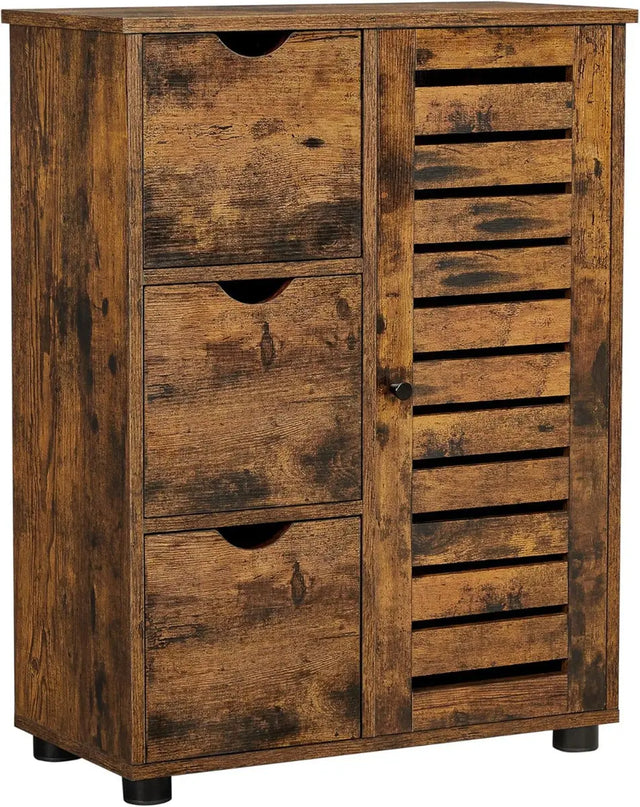 Badezimmerschrank mit Schubladen und Tür vintagebraun von Songmics