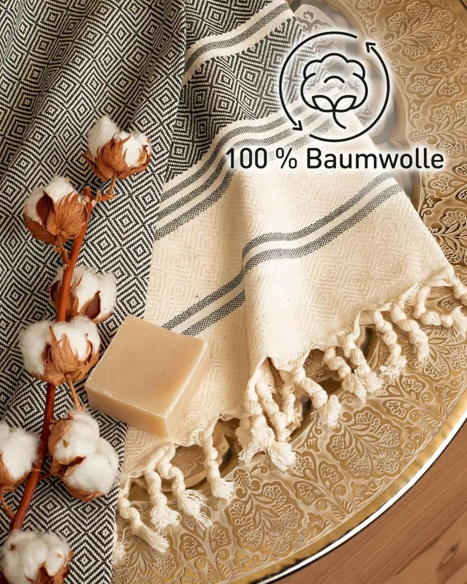 Hamamtuch Baumwolle Recycelt 200x200cm Anthracite - Diamond von guteszeug.ch