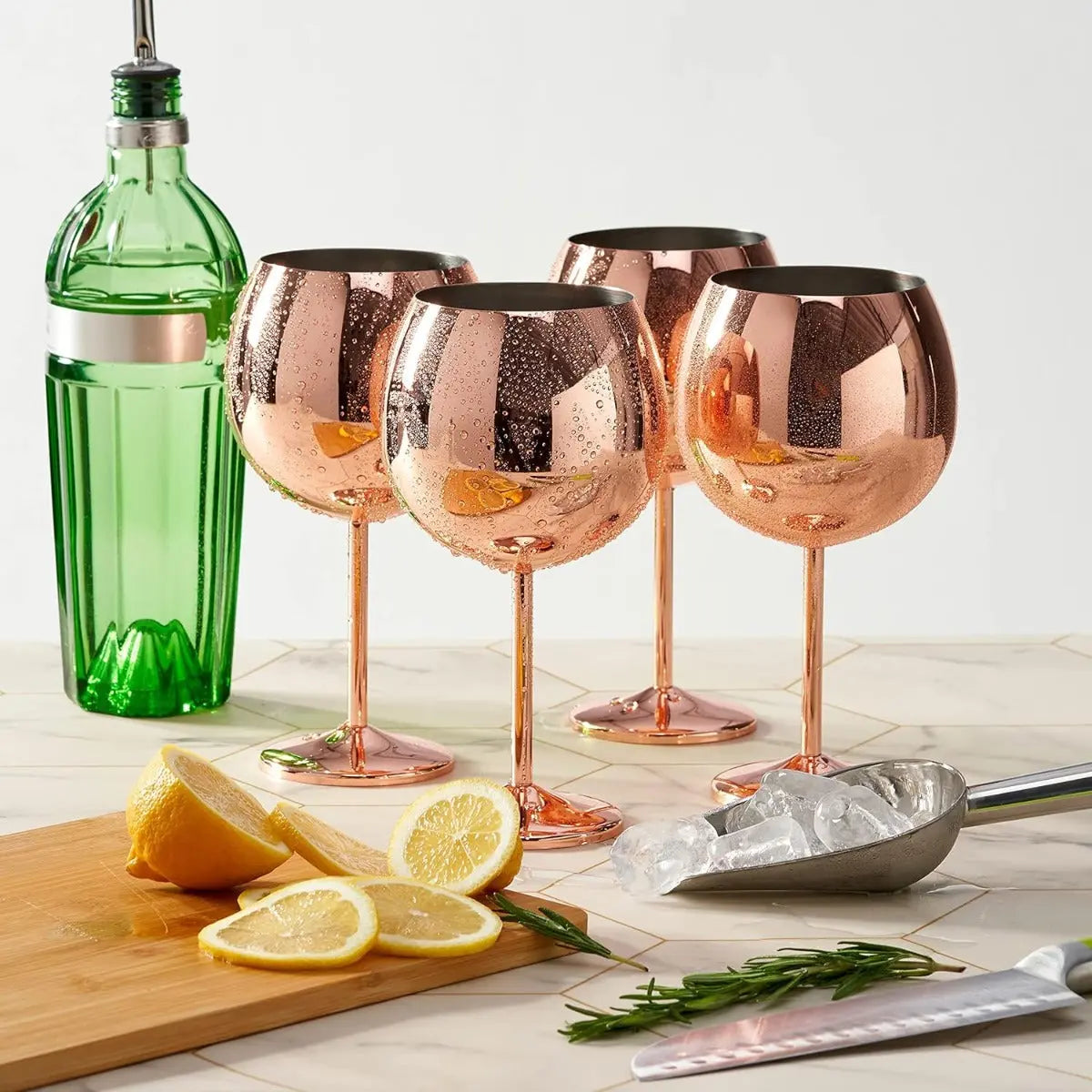 Edelstahl Gin Gläser Roségold 4er-Set von Oak & Steel
