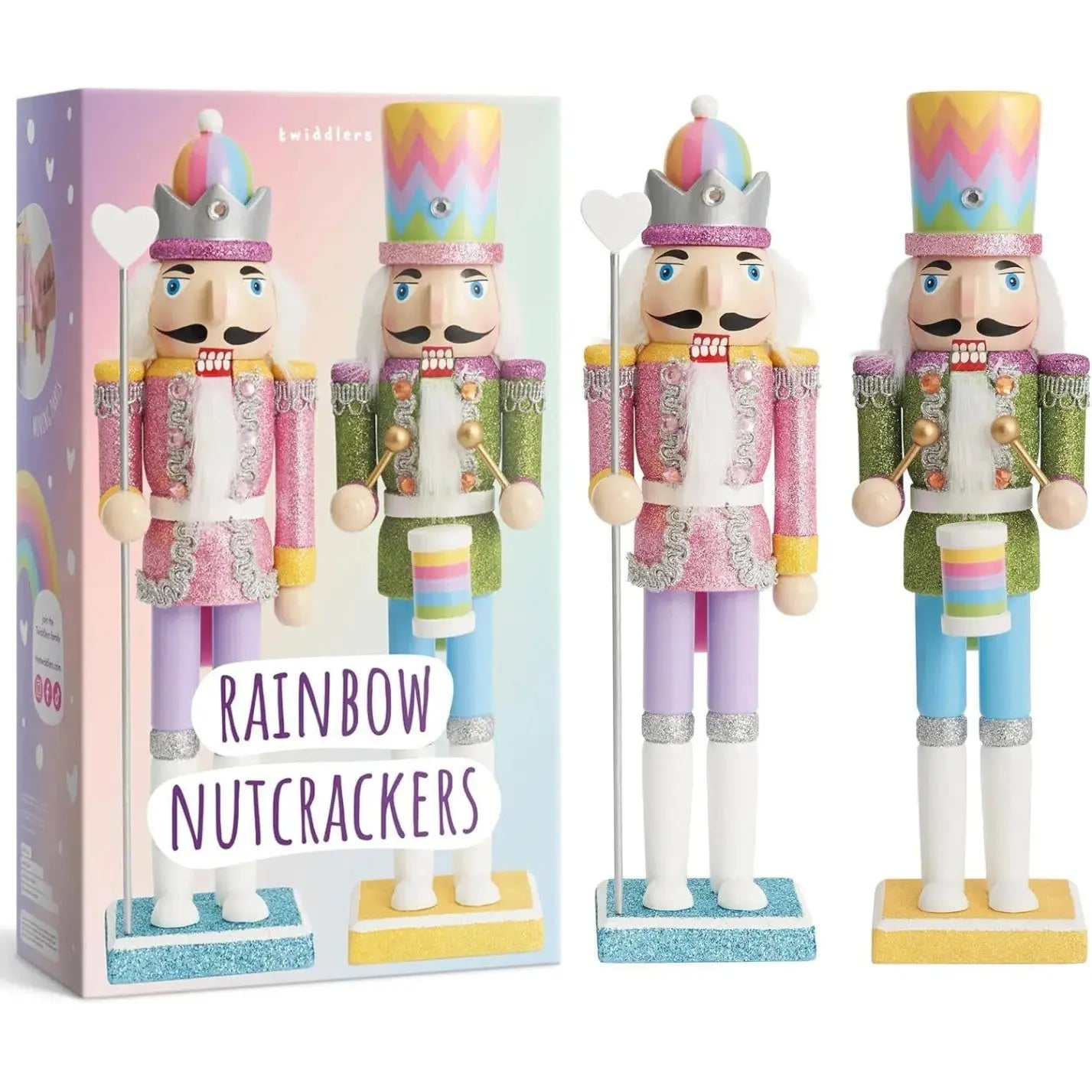 Weihnachts-Nussknacker Soldat Rainbow 2er-Set 30cm von Twiddlers