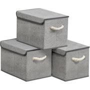 Aufbewahrungsbox mit Deckel klappbar 3er Set taubengrau von Songmics