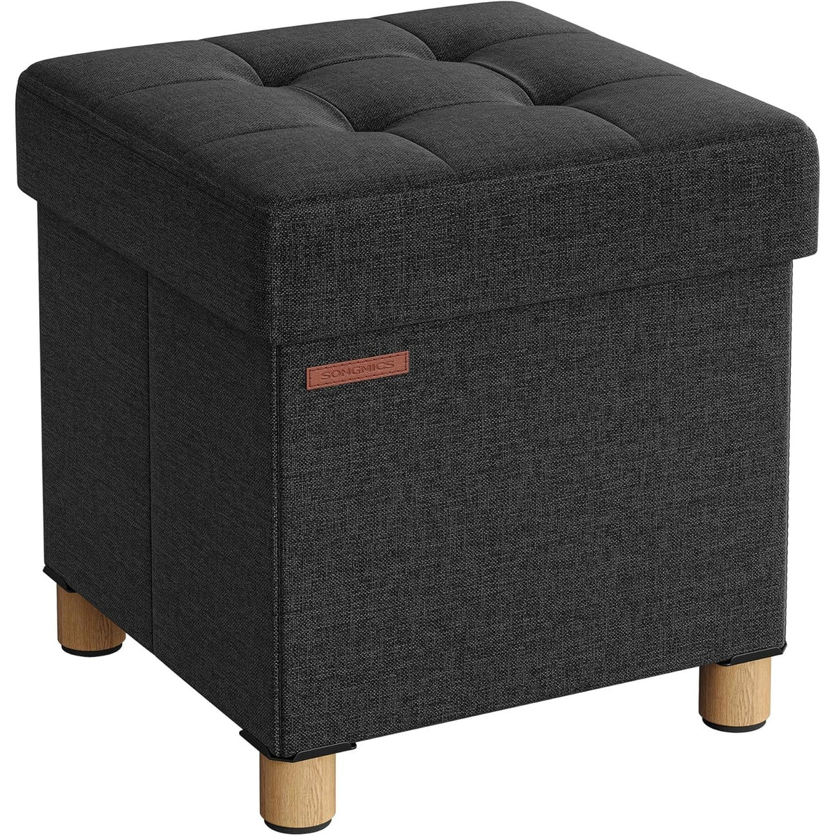 Sitztruhe 38x38x40 cm Sitzbox 37 l Stauraum Schwarz von Songmics