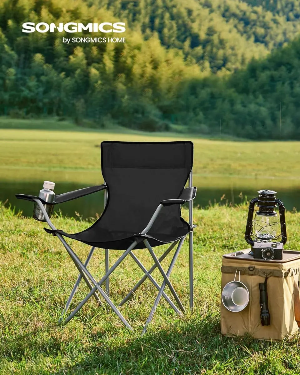 Campingstuhl 2er-Set klappbar schwarz Stahl von Songmics