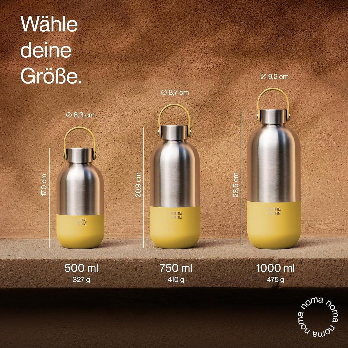 Trinkflasche Edelstahl auslaufsicher 750ml Lemonade Yellow von guteszeug.ch