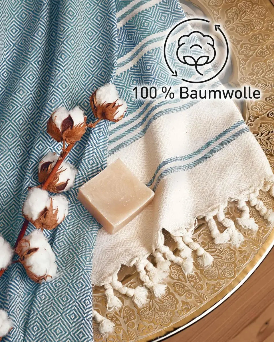 Hamamtuch Baumwolle Recycelt 200x200cm Petrol - Diamond von guteszeug.ch